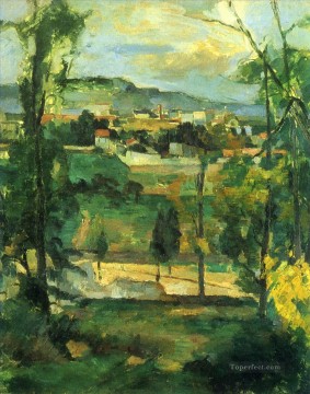  village Painting - Village behind Trees Paul Cezanne